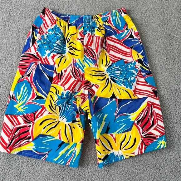 Pipeline USA‎ Mens M 32/34 Vintage Surf Trunks Board Shorts Floral USA 90s - Picture 3 of 7